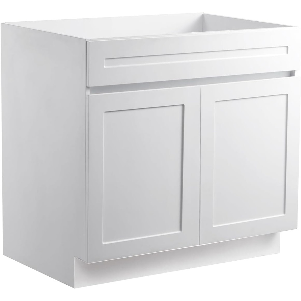 image:imageVEVOR White Shaker Base Cabinet with Drawer 24Inch Unassembled Drawer Base Cabinet 24 W x 24 D x 345 H Ready to Assemble Cabinet with SoftClose Doors and Adjustable Shelf for Home Office36W Sink Base Cabinet