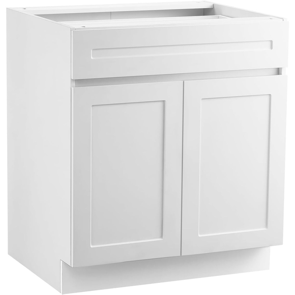 image:imageVEVOR White Shaker Base Cabinet with Drawer 24Inch Unassembled Drawer Base Cabinet 24 W x 24 D x 345 H Ready to Assemble Cabinet with SoftClose Doors and Adjustable Shelf for Home Office36W Base Cabinet