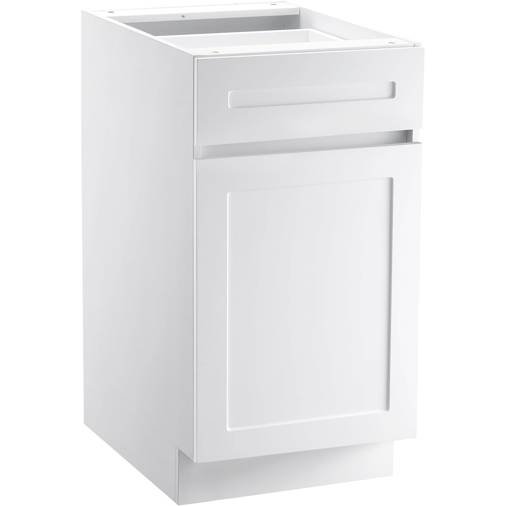 image:imageVEVOR White Shaker Base Cabinet with Drawer 24Inch Unassembled Drawer Base Cabinet 24 W x 24 D x 345 H Ready to Assemble Cabinet with SoftClose Doors and Adjustable Shelf for Home Office18W Base Cabinet
