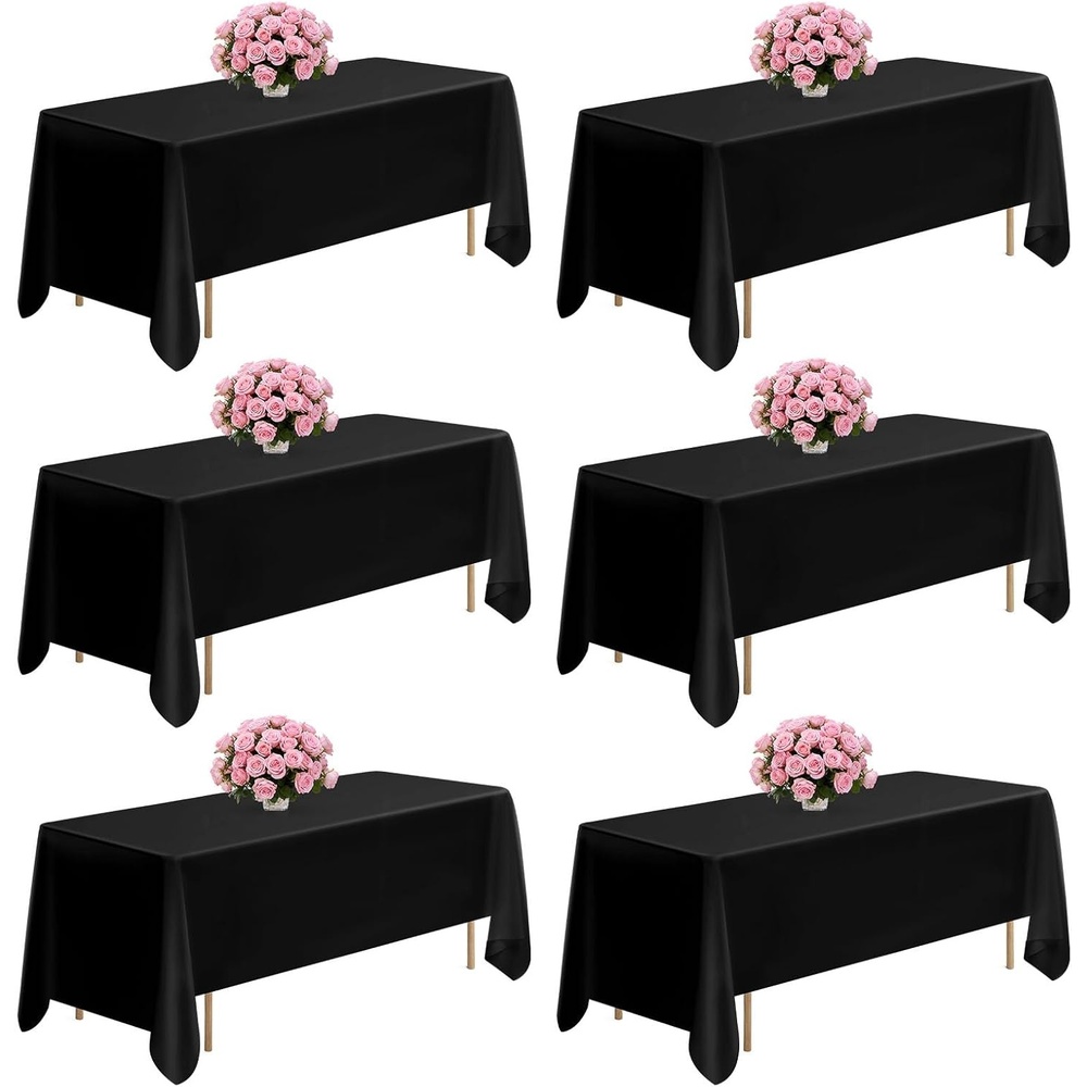 image:imageVEVOR White Tablecloths for Rectangle Tables 10 Pack 70 x 120 Inches Reusable and Machine Washable Table Clothes WrinkleResistant Polyester Fabric Table Covers for Wedding Party BanquetBlack