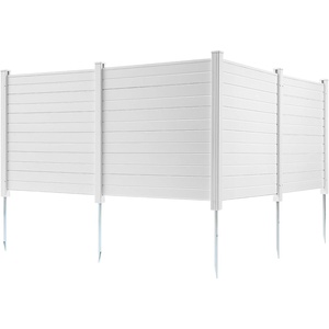 Happybuy Outdoor Privacy Screens, 50″ W x 50″ H, Horizontal Vinyl Fence for Pool, AC, Trash Can Enclosure (4-Panel)