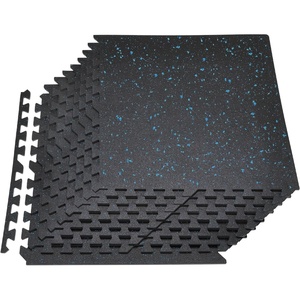 VEVOR 0.4Inch 48sq.ft 12 Tiles Gym Flooring for Home Gym, Rubber Top with High Density EVA Foam, 24 x 24In Gym Floor Exercise Equipment Mats, Interlocking Gym Mats, Puzzle Workout Mats, Black & White(Black & Blue)