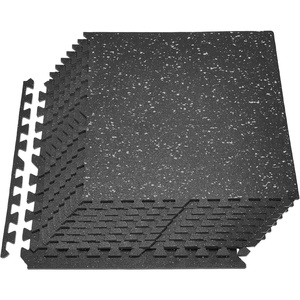 VEVOR 0.4Inch 48sq.ft 12 Tiles Gym Flooring for Home Gym, Rubber Top with High Density EVA Foam, 24 x 24In Gym Floor Exercise Equipment Mats, Interlocking Gym Mats, Puzzle Workout Mats, Black & White(Black & Grey)