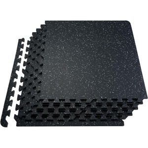 VEVOR 0.56Inch 24sq.ft 6 Tiles Gym Flooring for Home Gym, Rubber Top with High Density EVA Foam, 25 x 25In Gym Floor Exercise Equipment Mats, Interlocking Gym Mats, Puzzle Workout Mats, Black & Blue(Black & White)