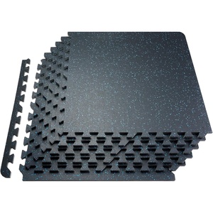 VEVOR 0.56Inch 24sq.ft 6 Tiles Gym Flooring for Home Gym, Rubber Top with High Density EVA Foam, 25 x 25In Gym Floor Exercise Equipment Mats, Interlocking Gym Mats, Puzzle Workout Mats, Black & Blue(Black & Blue)
