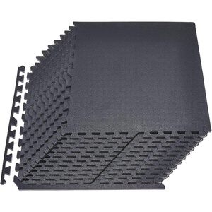 VEVOR 0.56Inch 96sq.ft 24 Tiles Gym Flooring for Home Gym, Rubber Top with High Density EVA Foam, 24 x 24In Gym Floor Exercise Equipment Mats, Interlocking Gym Mats, Puzzle Workout Mats, Black & White(Black)