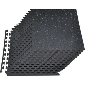 VEVOR 0.56Inch 96sq.ft 24 Tiles Gym Flooring for Home Gym, Rubber Top with High Density EVA Foam, 24 x 24In Gym Floor Exercise Equipment Mats, Interlocking Gym Mats, Puzzle Workout Mats, Black & White(Black & Blue)