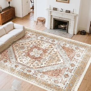 VEVOR 10 x 14 ft Area Rug Large Washable Rug Non-Slip and Tear-Resistant Soft Carpet Pet & Child Friendly Modern Area Rugs Indoor Mat for Bedroom Office Living Room Kids Room Entryway Gray(Brown Red)