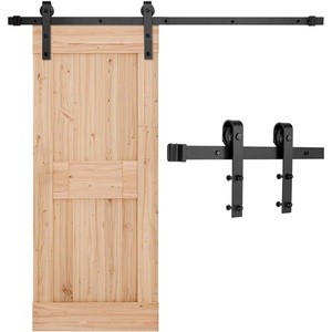 VEVOR 10FT Sliding Barn Door Hardware Kit, 330 LBS Weight Capacity, Compatible with 60 Inches Max Width & 1-3/8 to 1-3/4 Inches Thickness Single Sliding Barn Door, Durable Track & I-shape Roller,Black(J-shaped – Black)