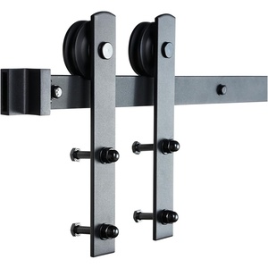 VEVOR 10FT Sliding Barn Door Hardware Kit, 330 LBS Weight Capacity, Compatible with 60 Inches Max Width & 1-3/8 to 1-3/4 Inches Thickness Single Sliding Barn Door, Durable Track & I-shape Roller,Black(I-shaped – Black)
