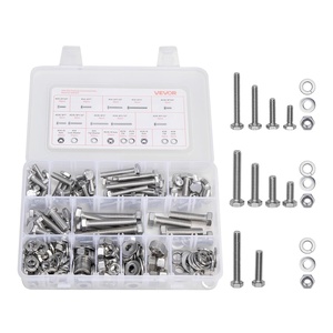 VEVOR 1110 Pcs Bolts and Nuts Assortment Kit, Imperial Machine Screws and Flat Washers, Stainless Steel 10-24,8-32,2-56,6-32,4-40, for Furniture/Equipment/Vehicle Assembly, Silver(246 PCS – Imperial (1/4-20  5/16-18  3/8-16))