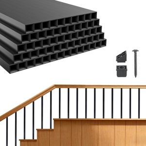 VEVOR 125 Pack Deck Balusters, 3/4 in Square x 26 in Long Aluminum Railing Spindles, Hollow Metal Decking Stair Balusters with Connectors, Screws, for Deck, Porch & Staircase Railing Fence, Black(0.75 x 0.75 x 26.02 in)