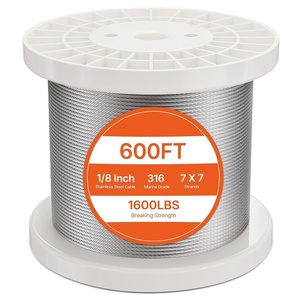 VEVOR 1/8 Stainless Steel Cable, 1000 FT 316 Cable Railing Kit with Cutter and Gloves, 1600 lbs Breaking Strength, 7×7 Strands Marine Aircraft Cable for Handrail Stair Decking Fence Outdoors(1/8 Cable Kit)