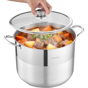 VEVOR 18/8 Stainless Steel Stockpot, 42QT Large Cooking Pots, Multipurpose Cookware Sauce Pot with Composite Base, Heavy Duty Commercial Grade Stock Pot, Sanding Treatment, for Large Groups Events(15.9 Quarts)