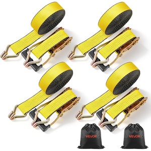VEVOR 2″ x 15′ Ratchet Straps Heavy Duty (4PK), 5000 lb Break Strength, Double J Hook Includes 4 Premium Rachet Tie Downs with Padded Handles, for Moving Securing Cargo, Appliances, Lawn Equipment(2″ x 27′)