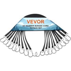 VEVOR 31″ Rubber Bungee Cords, Weatherproof EPDM Rubber Tie Down Straps with Crimped S Hooks, Heavy Duty Outdoor Tarp Straps for Securing Flatbed Trailers, Canvases, Cargo, and More (50 Pack)(24inch 10pcs)