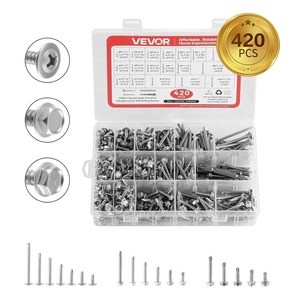 VEVOR 420 PCS Stainless Steel Self Drilling Screws Assortment Kit, #8 & #10 Sheet Metal Screws with Phillips Truss & Hex Head, 1/2 to 2 Inch Length, for Metal Wood DIY