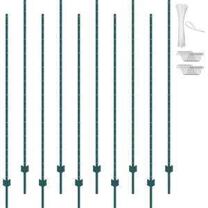 VEVOR 6 Feet U-Channel Metal Fence Post, 6 Pack With 24 Zip Ties & 12 Clips, Sturdy Steel Stakes for Garden Yard, Lawn, Farms and Outdoor Wire Fencing, Green(7 Feet 10 Pack)