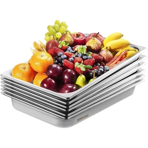 VEVOR 6 Pack Stainless Steel Hotel Pans,2.5-Inch Deep 0.8mm Thick Commercial Food Pans, Anti-Jam Catering Food Storage Metal Pan for Steam Tables, Food Warmer,20.8 x 13 x 2.5inch(2.5 inch Deep 6 Pack)