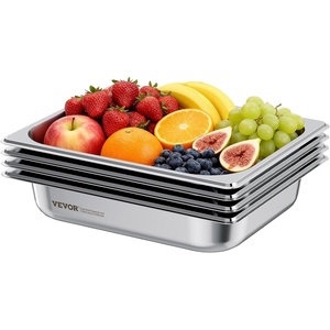 VEVOR 6 Pack Stainless Steel Hotel Pans,2.5-Inch Deep 0.8mm Thick Commercial Food Pans, Anti-Jam Catering Food Storage Metal Pan for Steam Tables, Food Warmer,20.8 x 13 x 2.5inch(2.5” 4 Pack)