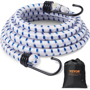 VEVOR 6 Piece Bungee Cords with Hooks, 72 Inch Heavy Duty Bungee Straps, 12 mm Elastic Bungee Ropes Set for Camping, Tarps, Motorcycle, Truck and Tent, White with Blue Stripes(72 Inch 6pcs)