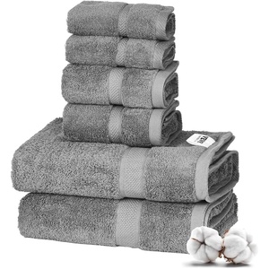 VEVOR 6-Piece Towel Set, 600 GSM 100% Cotton Towels for Bathroom, 2 Bath Towels, 2 Hand Towels and 2 Washcloths, Highly Absorbent & Quick Drying Bathroom Towels for Bathroom, Gym, Hotel, and Spa