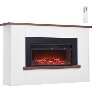 VEVOR 75-Inch Freestanding Fireplace, 1500W 5120 BTU Electric Fireplace Heater with Mantel, Adjustable Flame & Timer, Overheat Protection, Remote Control, for Indoor, Living Room & Bedroom, White(65.5 Inch)