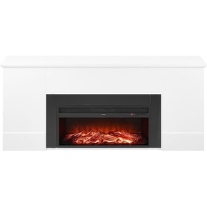 VEVOR 75-Inch Freestanding Fireplace, 1500W 5120 BTU Electric Fireplace Heater with Mantel, Adjustable Flame & Timer, Overheat Protection, Remote Control, for Indoor, Living Room & Bedroom, White(75 Inch)