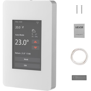 VEVOR 7-Day Programmable Thermostat Gray-White (Without WiFi) – for Radiant Underfloor Heating Cable & Heat Pump, GFCI & Sensitive Sensor, TFT Color Touch Display, Energy-Efficient(ET-7A)