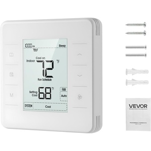 VEVOR 7-Day Programmable Thermostat White – 1Cool+1Heat for Heat Pump & Air Conditioner, LED Backlit Screen, Energy-Efficient, Wide Temperature Range