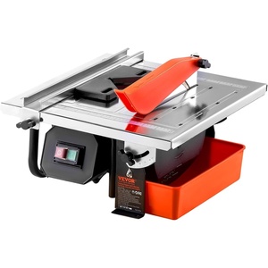 VEVOR 7-inch 65Mn Steel Blade, Wet Tile Saw, 3500 RPM Induction Motor, Tile Cutter Wet Saw with Water Reservoir, 0-45 Degrees Miter Angle for Cutting Tiles and Stones, for DIY Enthusiasts(Wet Tile Saw)