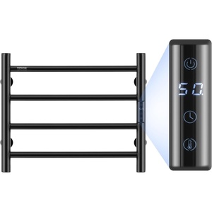 VEVOR 8 Bars Towel Warmer Rack, Wall Mounted Heated Towel Rack for Bathroom, IPX5 Waterpoof Towel Heater Rack with Timer & LED Display Screen, 5 Levels Adjustable Temperature Towel Heater, Black(Black)