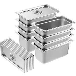 VEVOR 8 Pack Hotel Pans with Lids, 1/3 Size Anti-Jam Steam Pan, 0.8mm Thick Stainless Steel Steam Table Pan, 6-Inch Deep Commercial Table Pan, Catering Storage Food Pan, for Industrial & Scientific(6″ Deep – 8 Pack – Thickened)