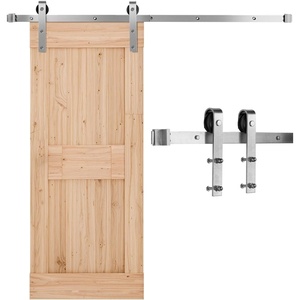 VEVOR 8FT Brushed Nickel Sliding Barn Door Hardware Kit, 330 LBS Weight Capacity, Compatible with 42 to 48 Inches Width & 1-3/8 to 1-3/4 Inches Thickness Single Door, Durable Track & J-Shape Roller(5FT)