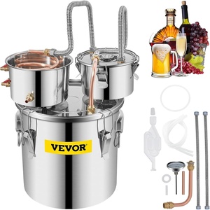 VEVOR Alcohol Still 13GAL/50L, Alcohol Distiller with Thumper Keg, Distillery Kit for Alcohol with Copper Tube & Build-in Thermometer & Water Pump(5Gal)