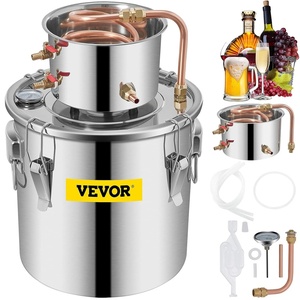 VEVOR Alcohol Still 5Gal/20L Alcohol Distiller Stainless Steel Distillery Kit for Alcohol with Copper Tube Home Brewing Kit Build-in Thermometer for DIY Whisky Wine Brandy(5Gal)