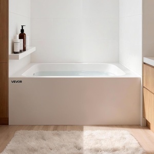 VEVOR Alcove Bathtub, 48″ x 30″ Contemporary Alcove Acrylic Bathtub, Soaking Bath Tub with Left Hand Drain and Overflow Hole, Large Rectangular Deep Soak Tub for Bathroom with Integral Flange, White(Left Hand Drain)