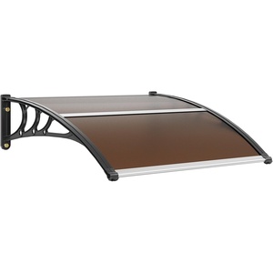 VEVOR Awnings for Door Entrance, 38″ x 40″ Window Door Awning Canopy Exterior with Drainage & ABS Bracket, Polycarbonate Cover Patio Door Awnings for Sun, UV, Rain, Snow Protection（Smoky Gray）(Brown Board & Black Bracket)