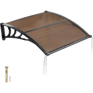 VEVOR Awnings for Door Entrance, 38″ x 40″ Window Door Awning Canopy Exterior with Drainage & ABS Bracket, Polycarbonate Cover Patio Door Awnings for Sun, UV, Rain, Snow Protection（Smoky Gray）(Brown)