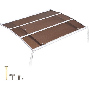 VEVOR Awnings for Door Entrance, 38″ x 40″ Window Door Awning Canopy Exterior with Drainage & ABS Bracket, Polycarbonate Cover Patio Door Awnings for Sun, UV, Rain, Snow Protection（Smoky Gray）(Brown（Metal Bracket）)
