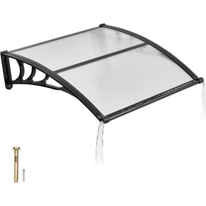 VEVOR Awnings for Door Entrance, 38″ x 40″ Window Door Awning Canopy Exterior with Drainage & ABS Bracket, Polycarbonate Cover Patio Door Awnings for Sun, UV, Rain, Snow Protection（Smoky Gray）(Transparent)