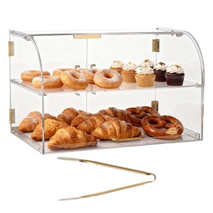 VEVOR Bakery Display Case, 2-Tier Commercial Countertop Pastry Display Case, Clear Acrylic Bread Box for Kitchen, Party Cake Cabinet with Magnetic Rear Door for Cookie Dessert Donut, 22″ x 14″ x 14″