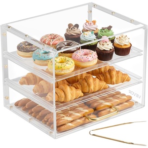 VEVOR Bakery Display Case, 3-Tier Commercial Countertop Pastry Display Case, Clear Acrylic Bread Box for Kitchen, Party Cake Cabinet with Flip-Up Door for Cookie Dessert Donut, 13″ x 10.2″ x 10.2″(3-Tier  13″ x 10.2″ x 10.2″)