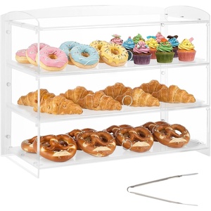 VEVOR Bakery Display Case, 3-Tier Commercial Countertop Pastry Display Case, Clear Acrylic Bread Box for Kitchen, Party Cake Cabinet with Flip-Up Door for Cookie Dessert Donut, 13″ x 10.2″ x 10.2″(3-Tier  19″ x 9.1″ x 15″)