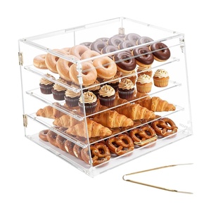 VEVOR Bakery Display Case, 4-Tier Commercial Countertop Pastry Display Case, Clear Acrylic Bread Box for Kitchen, Party Cake Cabinet with Magnetic Rear Door for Cookie Dessert Donut, 20.9″x17.1″x16.3″(4-Tier)