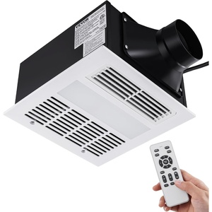 VEVOR Bathroom Exhaust Fan 110 CFM – 1.5 Sones Low Noise, Remote Control with Heating/Cooling, LED Light (3000-5000K), Adjustable Speed & Brightness, Timer