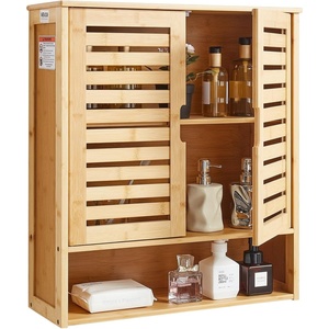 VEVOR Bathroom Wall Cabinet, 2 Doors and Adjustable Shelf, Over The Toilet Storage Medicine Cabinet Wall Mounted, Hanging Organizer with Shelves and Open Partition for Laundry Room Kitchen Restroom(Wood – 23″L × 8″W × 26″H – OPX-6620NL)