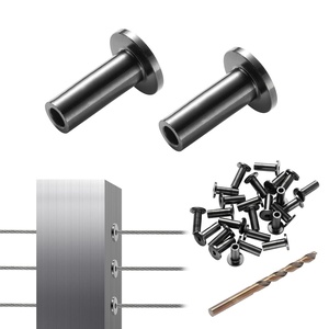 VEVOR Cable Railing Kit, 121 Pack 1/8″ Silver Cable Railing Protector Sleeves, T316 Stainless Steel Deck Cable Railing Hardware Kit, with A Free Drill Bit(Black)