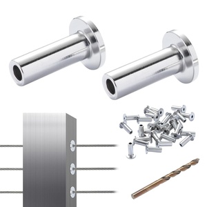 VEVOR Cable Railing Kit, 121 Pack 1/8″ Silver Cable Railing Protector Sleeves, T316 Stainless Steel Deck Cable Railing Hardware Kit, with A Free Drill Bit(Silver)