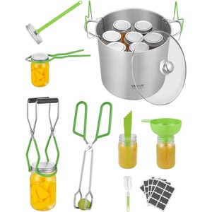 VEVOR Canning Supplies Starter Kit, 9 Pieces Stainless Steel Water Bath Canning Kit for Beginners, Canning Tools Set: Ladle, Measuring Spoon & Cup, Funnel, Tongs, Jar Lifter, Jar Wrench(21QT+8PCS)